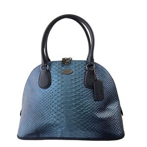 Coach Sierra Satchel Metallic Blue Snakeskin Embossed Leather Dome Bag F55465